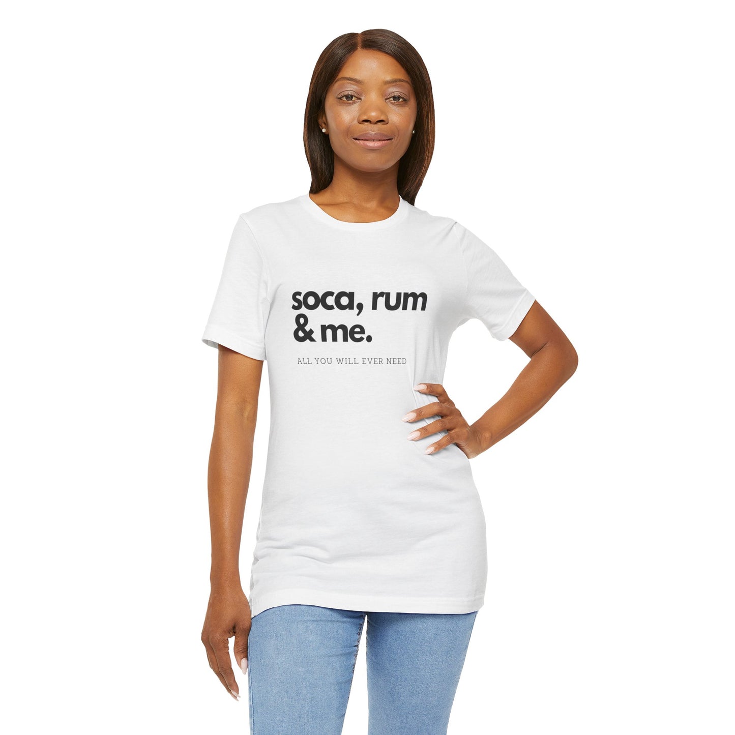 SOCA, RUM & ME | Cotton Jersey T-Shirt| Men or Women | Caribbean Music | Party | Vibrant Colours