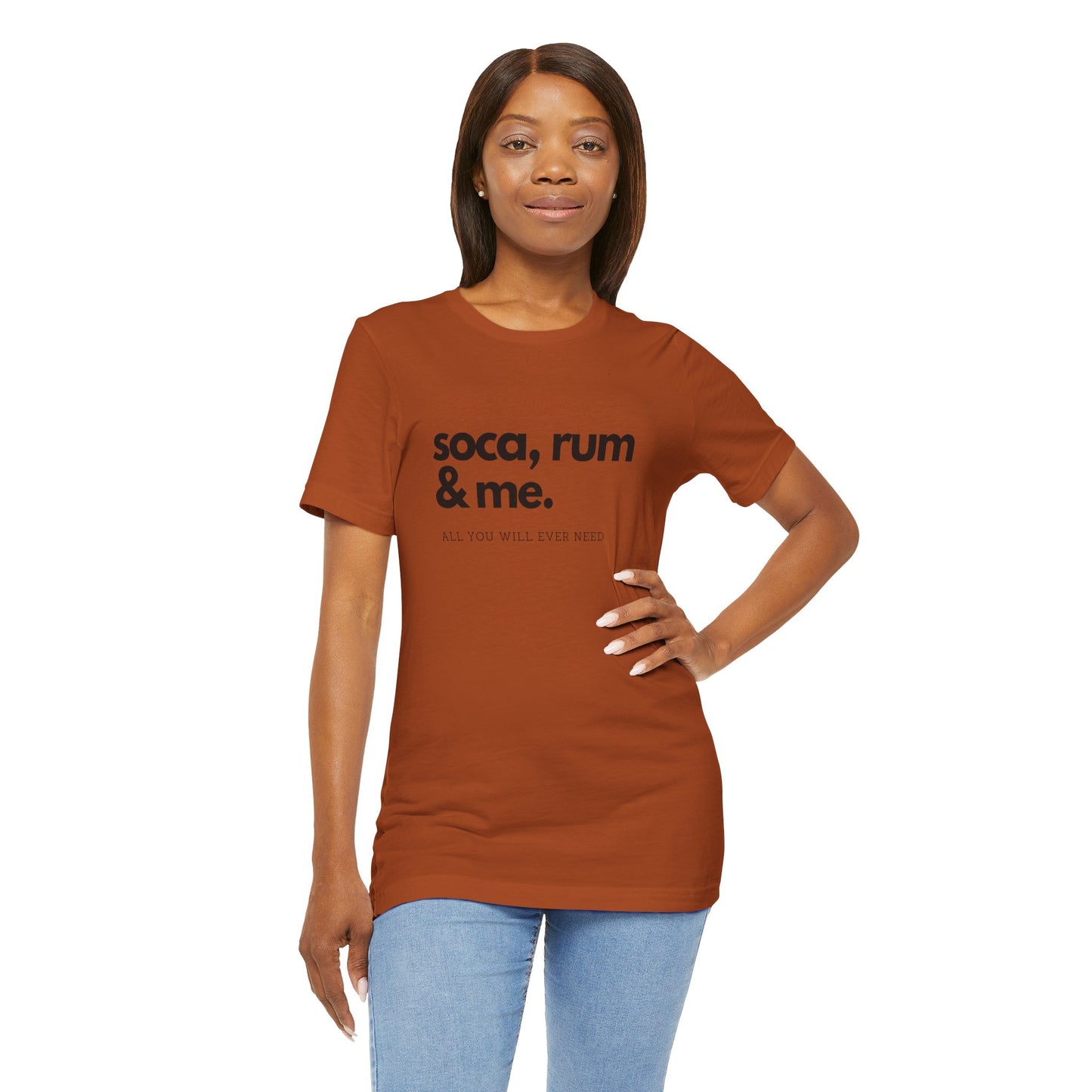 SOCA, RUM & ME | Cotton Jersey T-Shirt| Men or Women | Caribbean Music | Party | Vibrant Colours