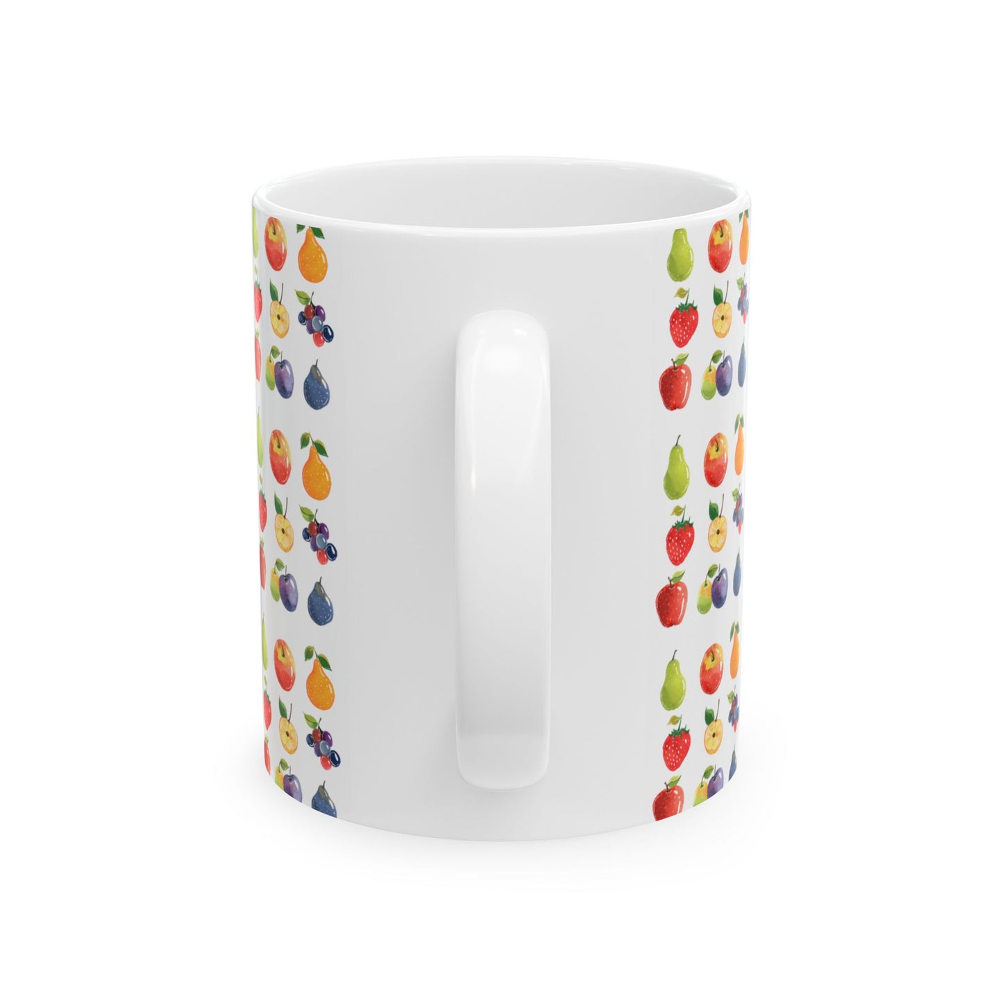 Fruit Lover Pattern Coffee Mug 11oz, White Ceramic