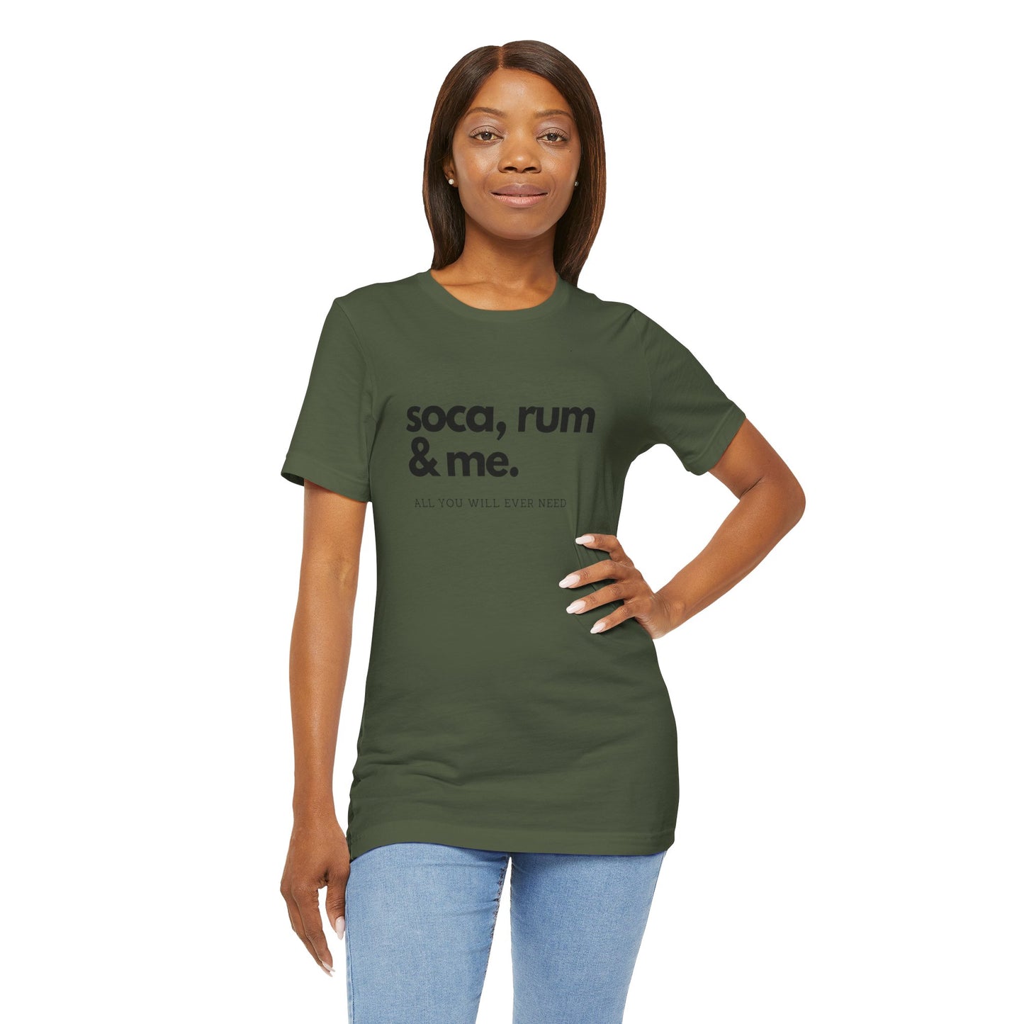 SOCA, RUM & ME | Cotton Jersey T-Shirt| Men or Women | Caribbean Music | Party | Vibrant Colours