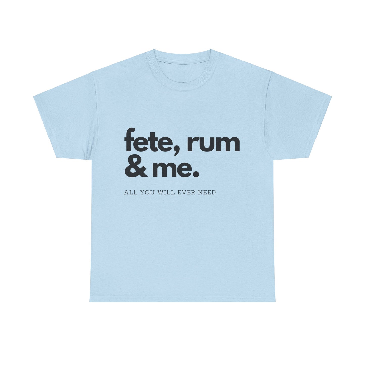 Rum, Fete & Me! - Unisex Heavy Cotton T-Shirt, Island Vibes, Caribbean Party, Fun, Lime, Fete