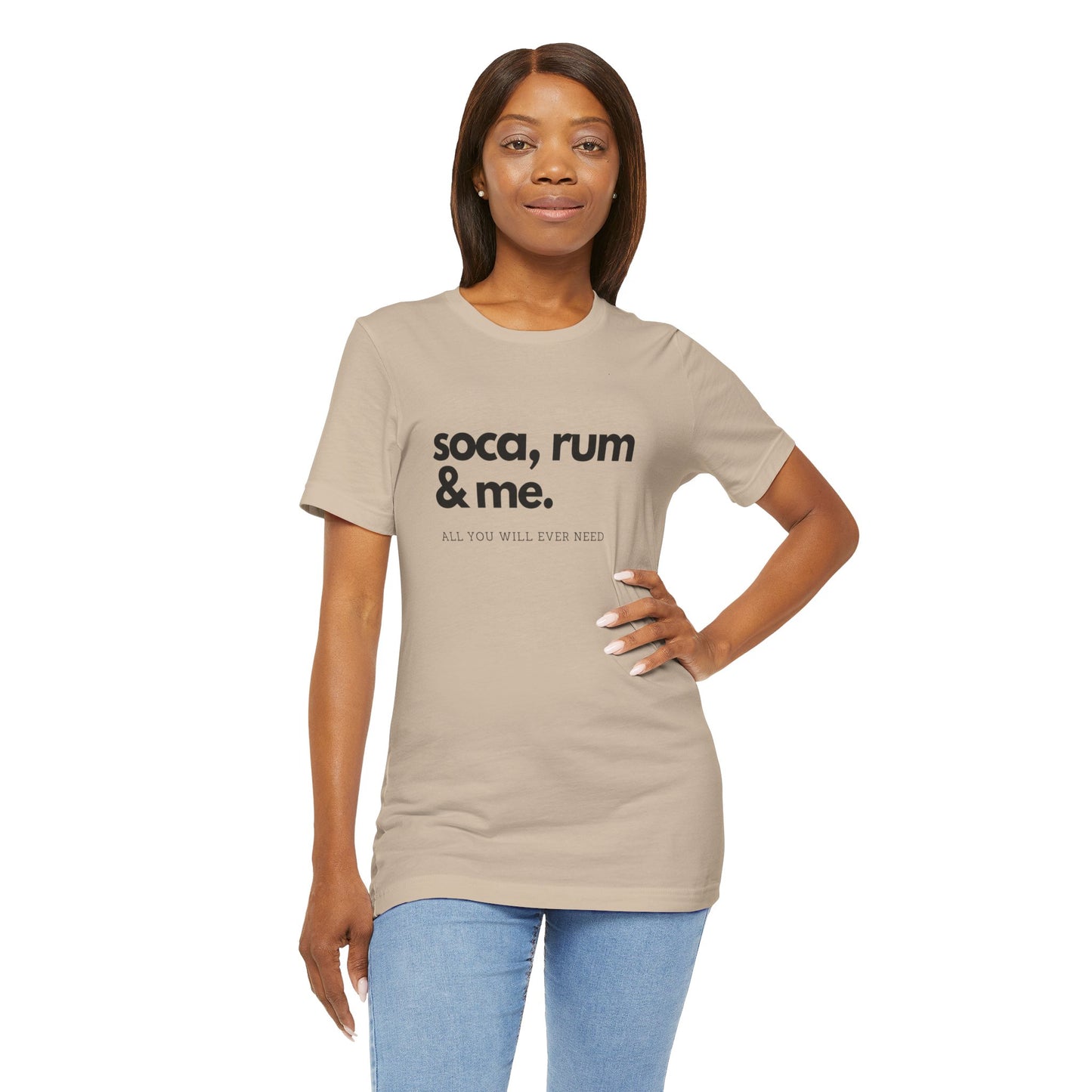 SOCA, RUM & ME | Cotton Jersey T-Shirt| Men or Women | Caribbean Music | Party | Vibrant Colours