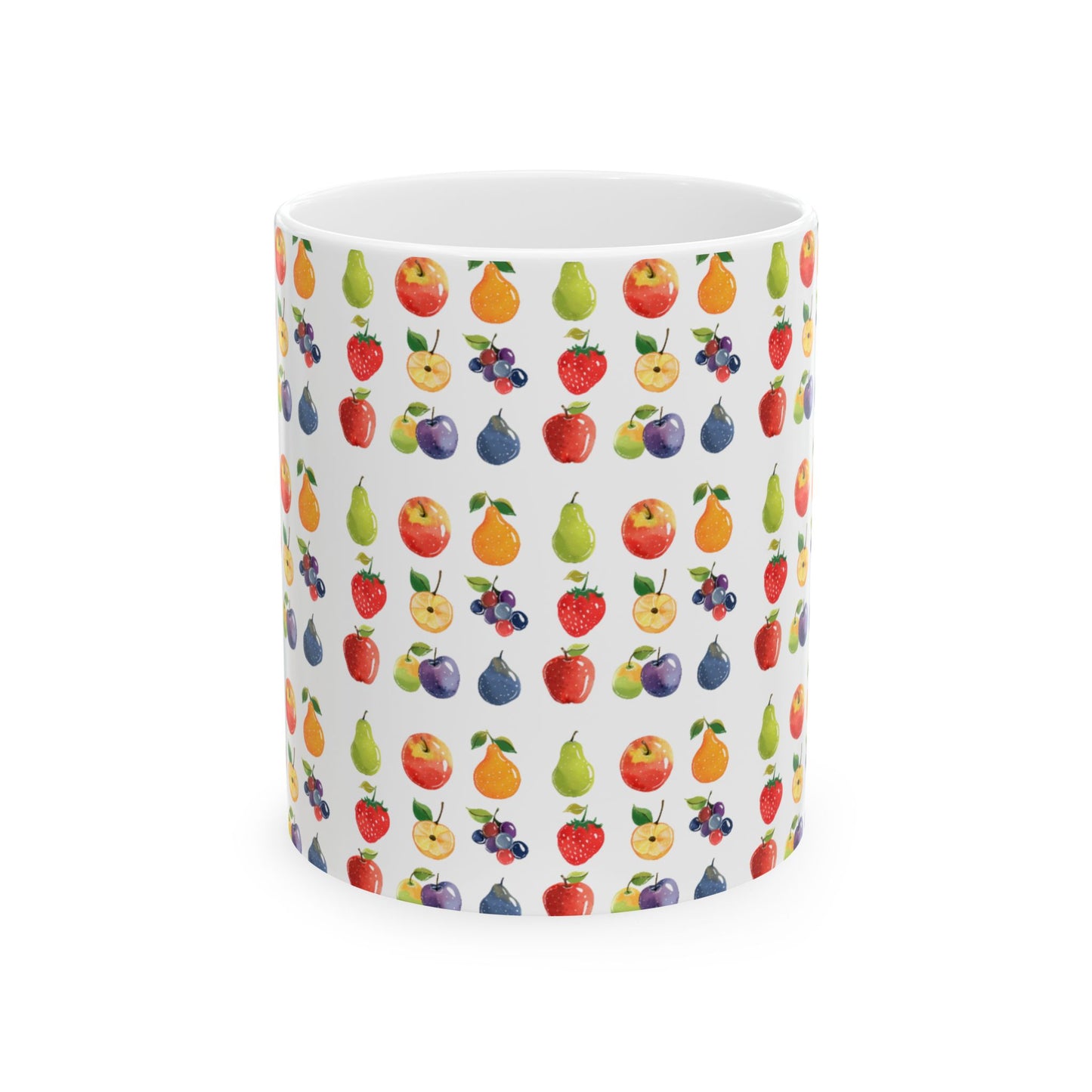 Fruit Lover Pattern Coffee Mug 11oz, White Ceramic