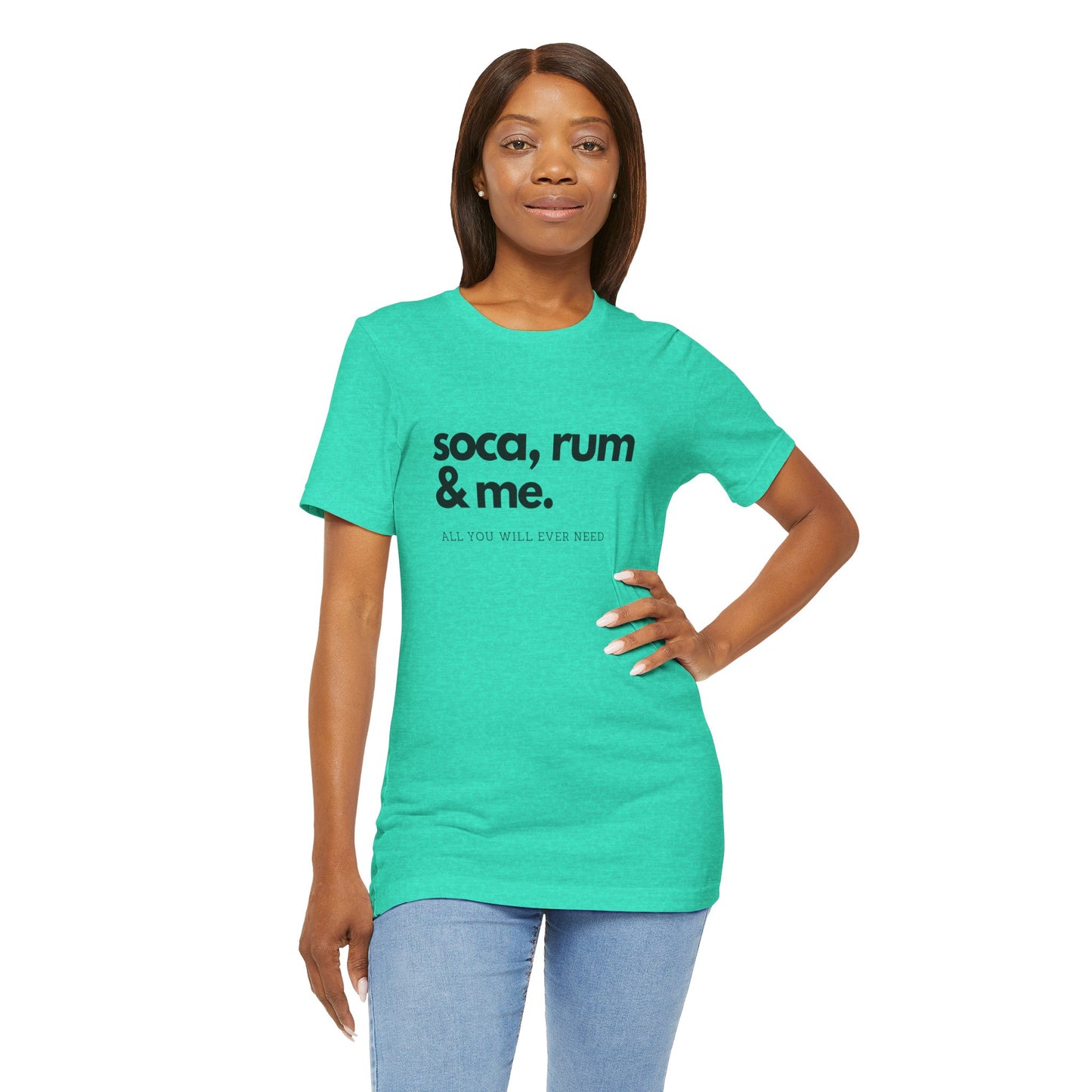 SOCA, RUM & ME | Cotton Jersey T-Shirt| Men or Women | Caribbean Music | Party | Vibrant Colours