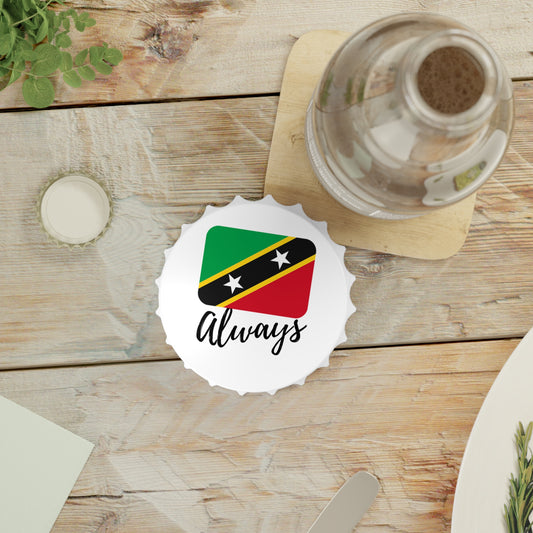 ST. KITTS | 2-in-1 Bottle Opener with Magnetic Back | Country Flag | Souvenir or Everyday Use | White | One Size