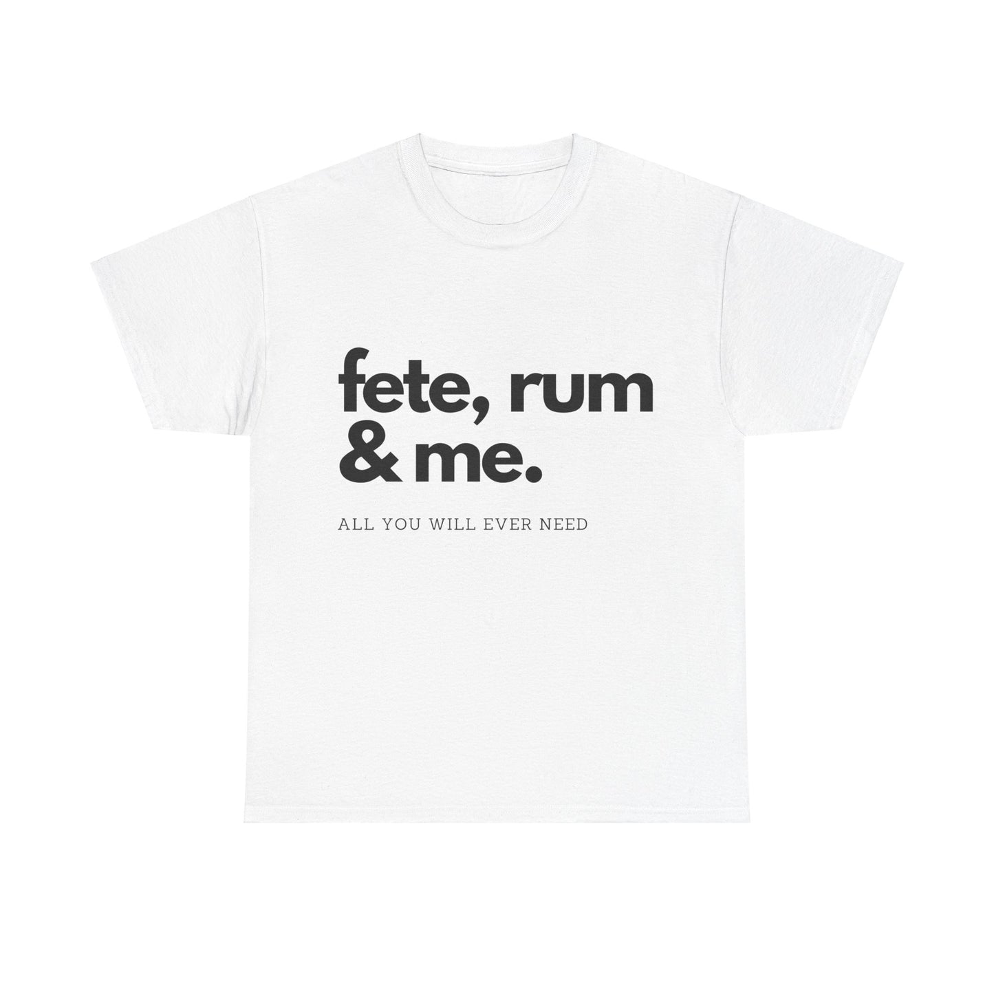 Rum, Fete & Me! - Unisex Heavy Cotton T-Shirt, Island Vibes, Caribbean Party, Fun, Lime, Fete