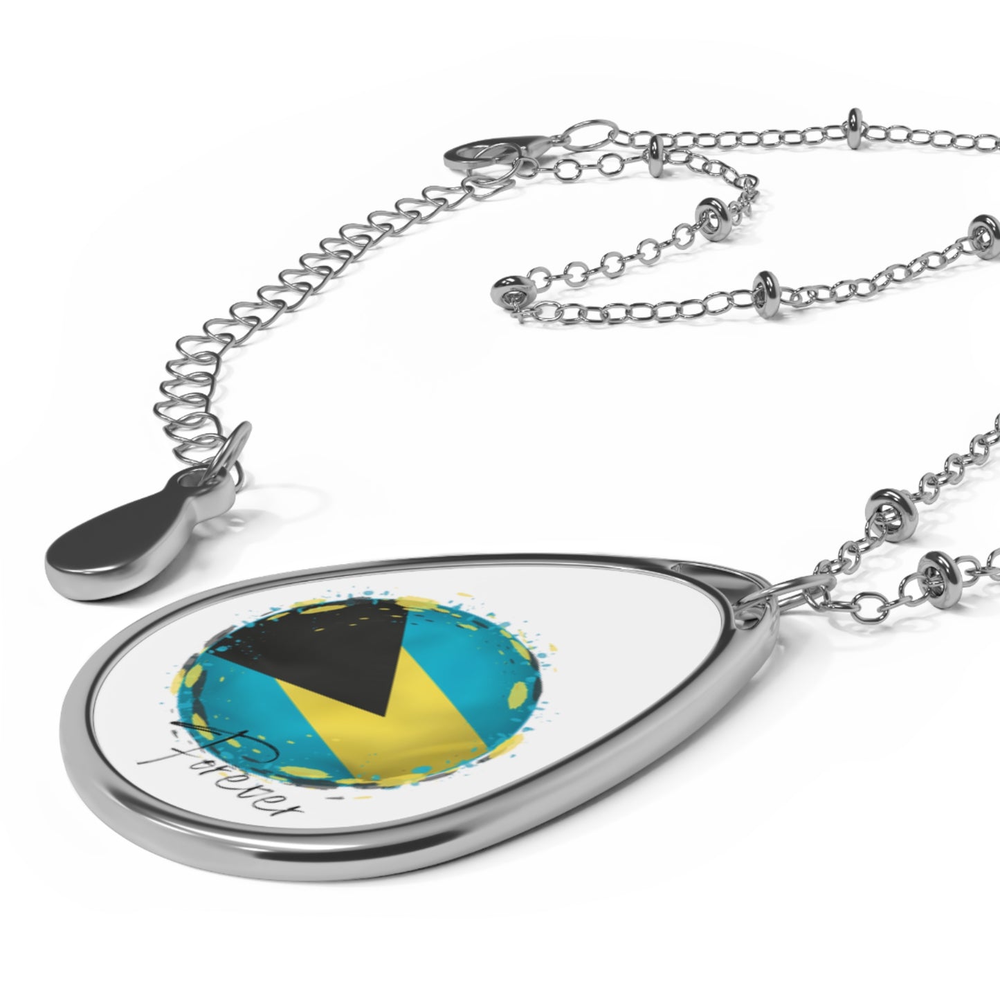 BAHAMAS FOREVER, Women's Oval Keepsake Necklace, Caribbean Souvenir