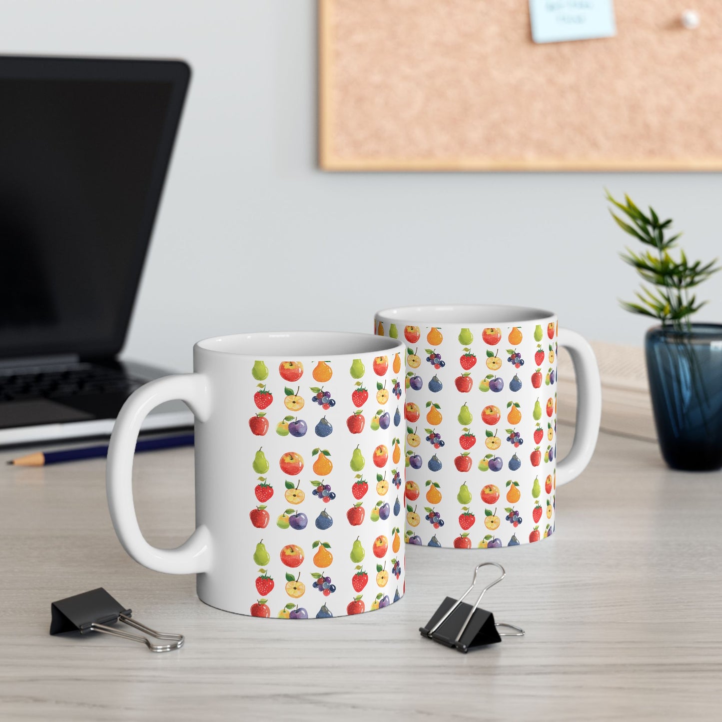 Fruit Lover Pattern Coffee Mug 11oz, White Ceramic