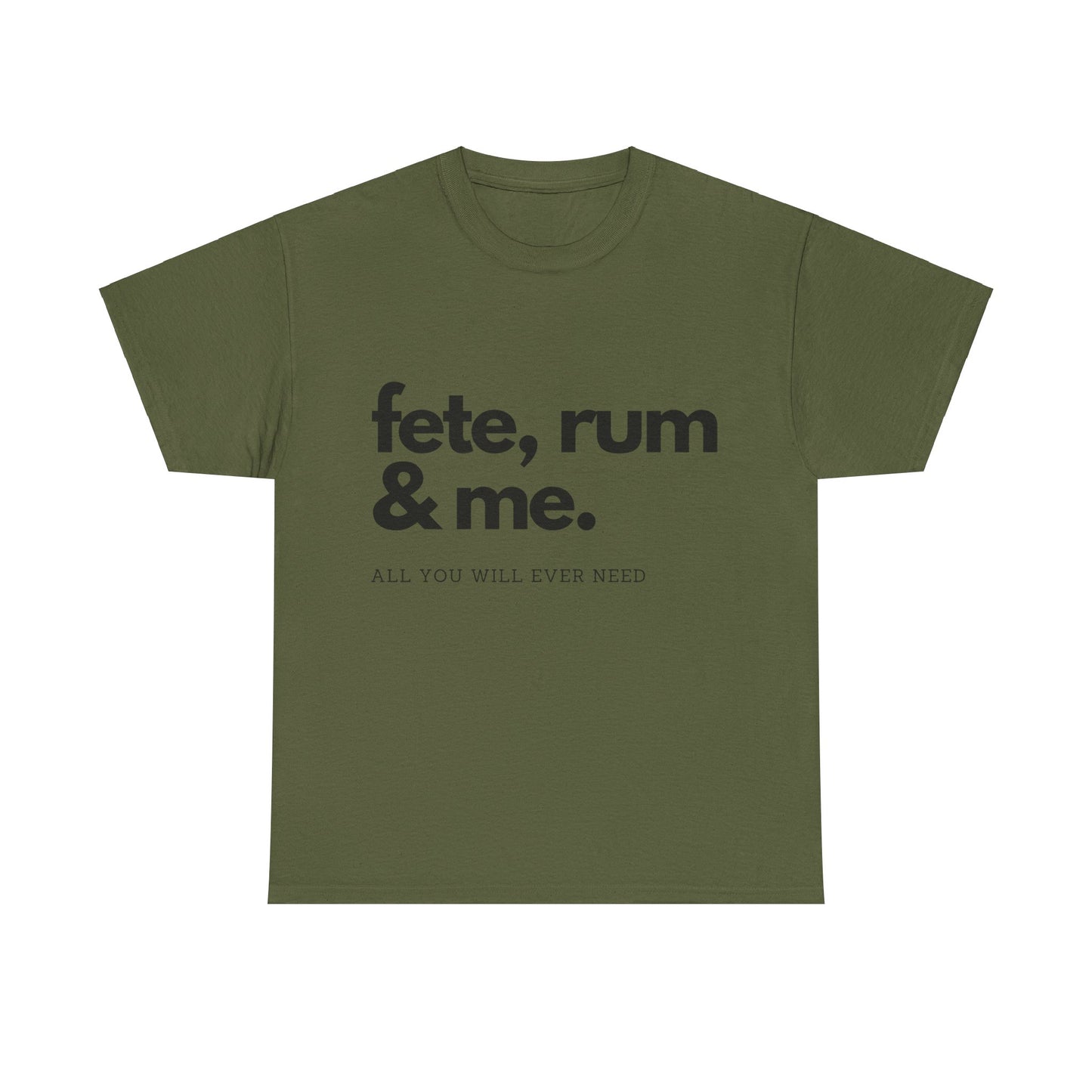 Rum, Fete & Me! - Unisex Heavy Cotton T-Shirt, Island Vibes, Caribbean Party, Fun, Lime, Fete