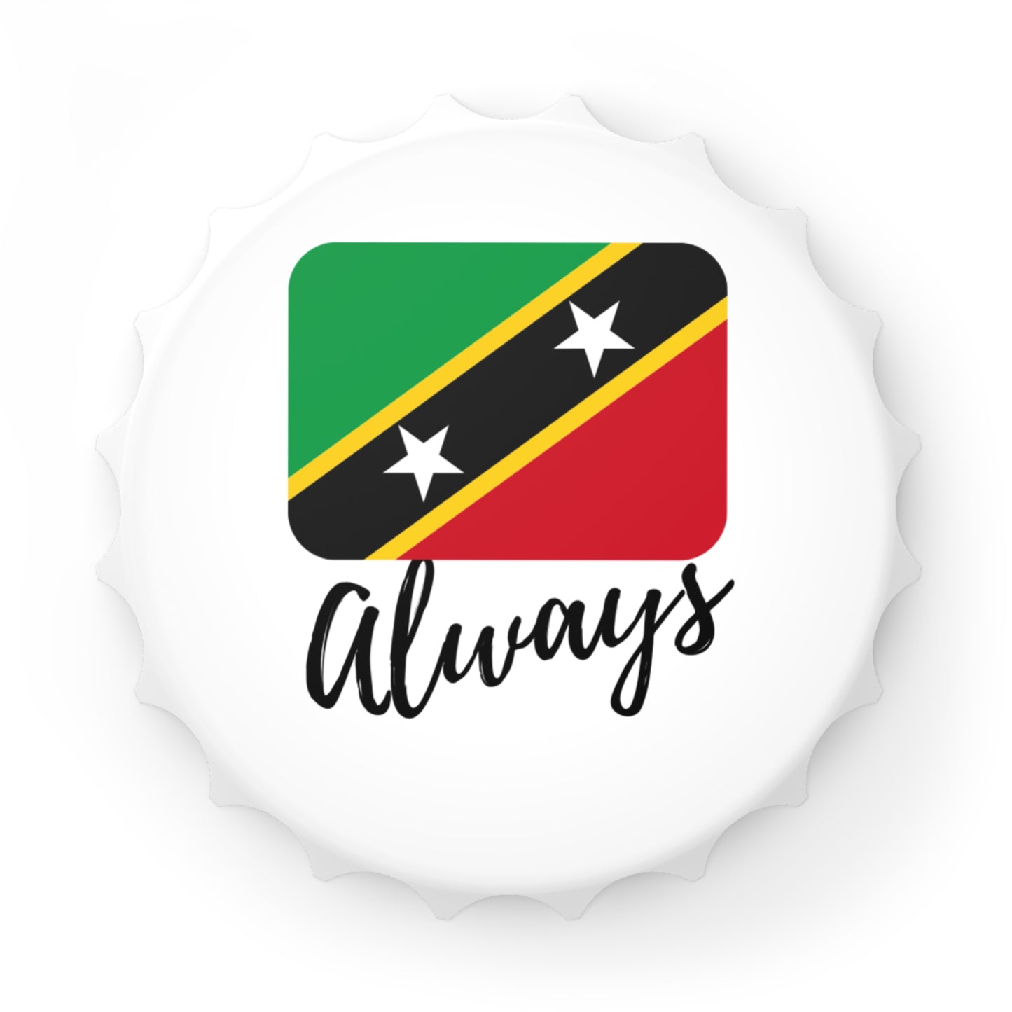 ST. KITTS | 2-in-1 Bottle Opener with Magnetic Back | Country Flag | Souvenir or Everyday Use | White | One Size