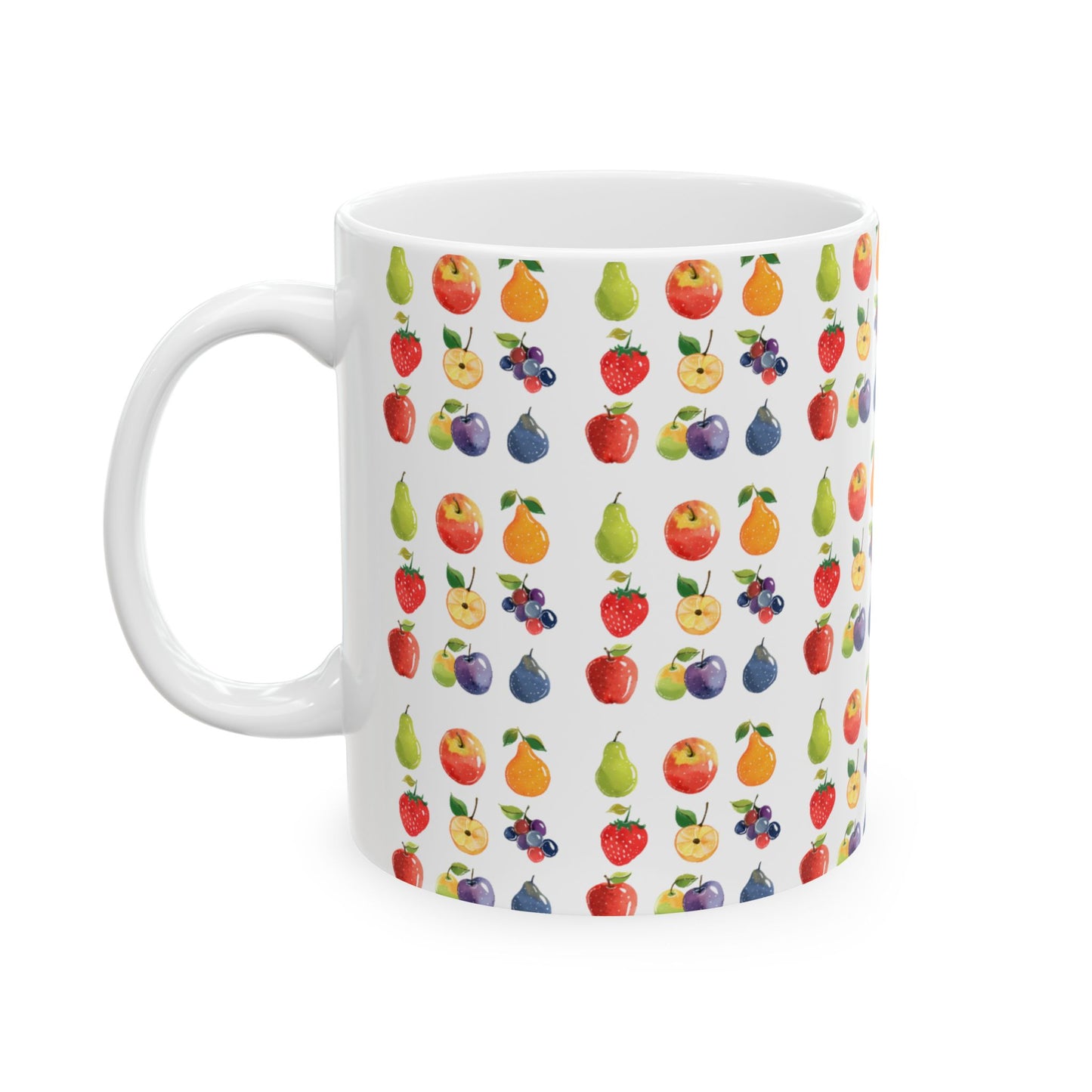 Fruit Lover Pattern Coffee Mug 11oz, White Ceramic