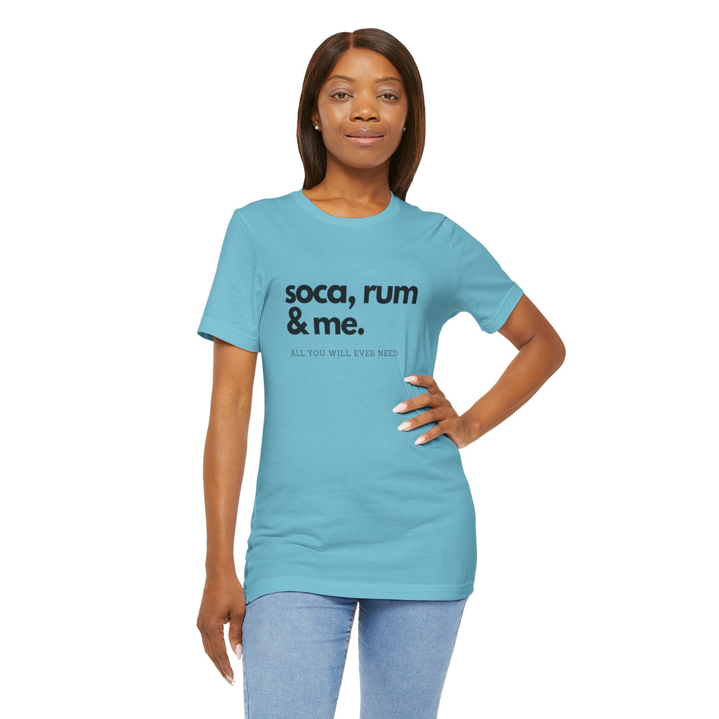 SOCA, RUM & ME | Cotton Jersey T-Shirt| Men or Women | Caribbean Music | Party | Vibrant Colours