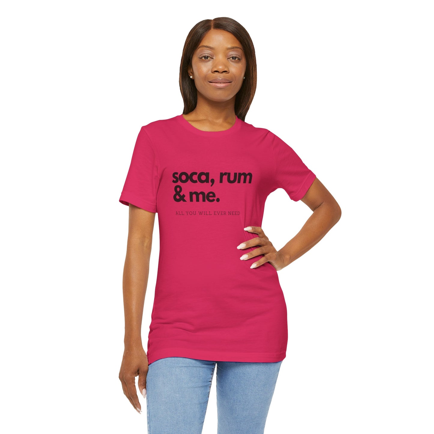 SOCA, RUM & ME | Cotton Jersey T-Shirt| Men or Women | Caribbean Music | Party | Vibrant Colours