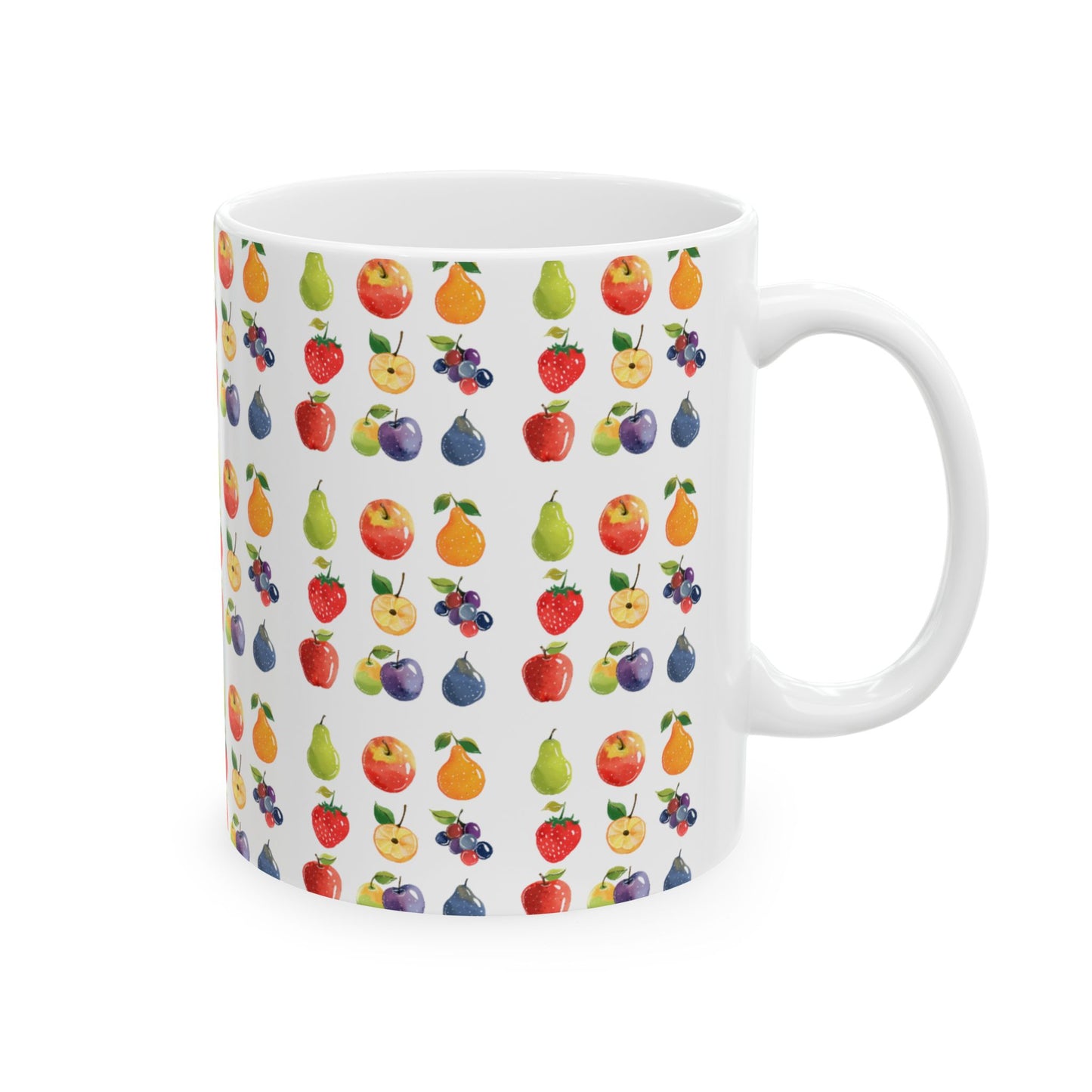 Fruit Lover Pattern Coffee Mug 11oz, White Ceramic