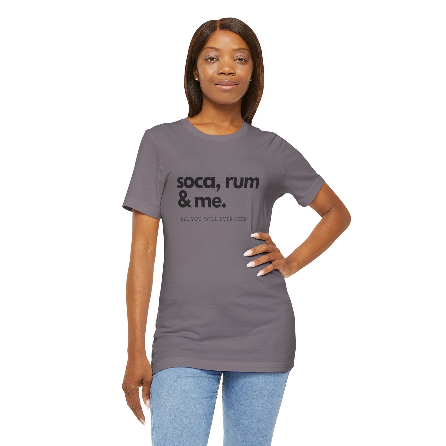 SOCA, RUM & ME | Cotton Jersey T-Shirt| Men or Women | Caribbean Music | Party | Vibrant Colours