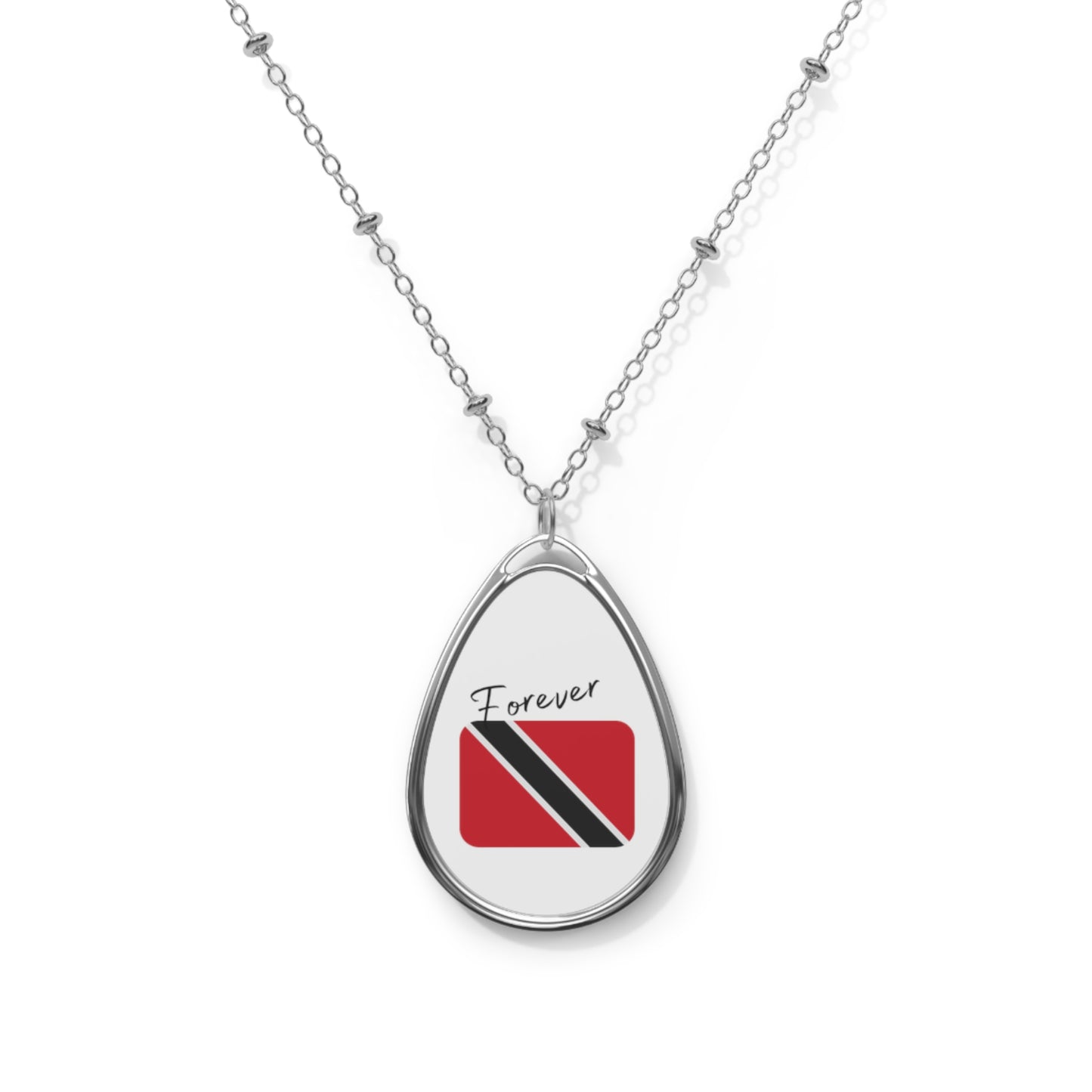 TRINIDAD & TOBAGO FOREVER | Women's Oval Necklace | Caribbean Souvenir