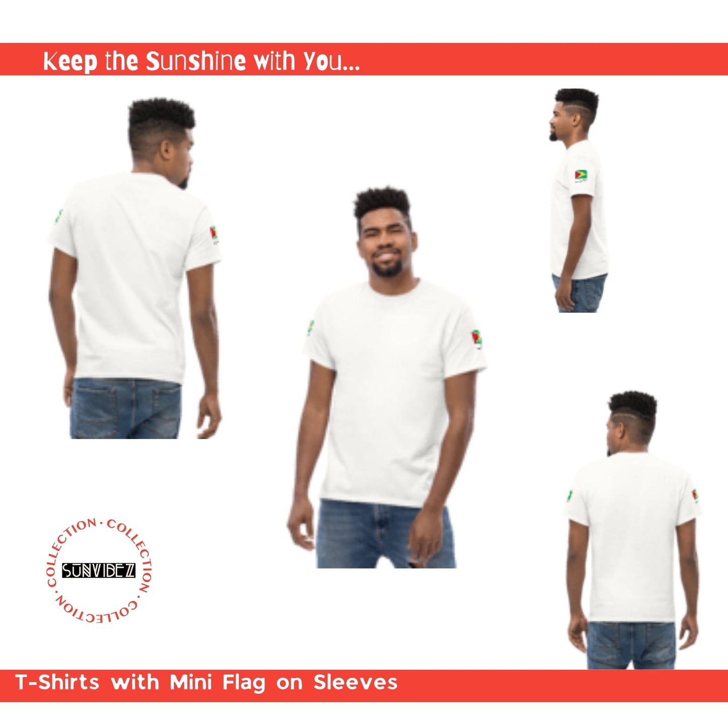 ST.LUCIA Forever - Unisex Classic Tee, Mini Flag on both Sleeves, Saint Lucian, Caribbean, West Indian, Sports, Cricket, Soccer, Football, Country Flag