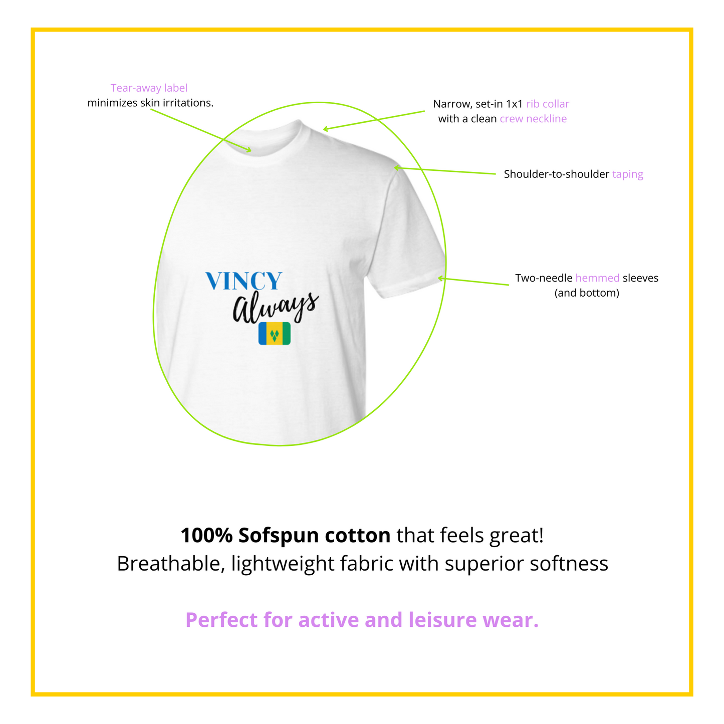 VINCY Always, UNISEX Premium Tee (white), Sweet ST.VINCENT