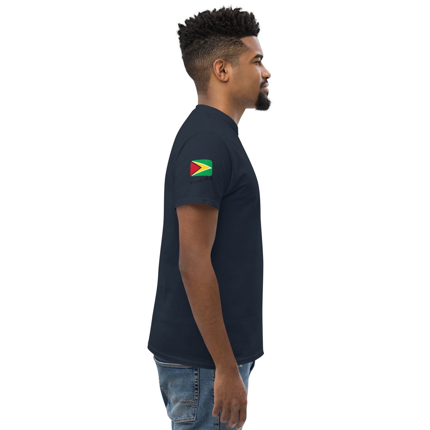 Guyana Forever - Unisex Classic Tee, Mini Flag on both Sleeves, Customizable Guyanese T-Shirt, Caribbean, West Indian, Sports, Cricket, Soccer, Football, Country Flag