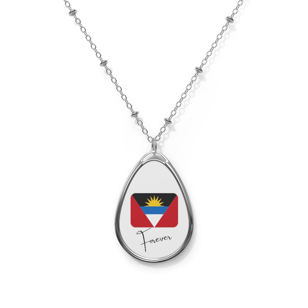ANTIGUA & BARBUDA FOREVER Oval Necklace, Caribbean Souvenir