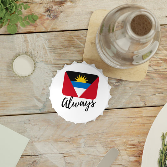 ANTIGUA & BARBUDA | 2-in-1 Bottle Opener with Magnetic Back | Country Flag | Souvenir or Everyday Use | White | One size