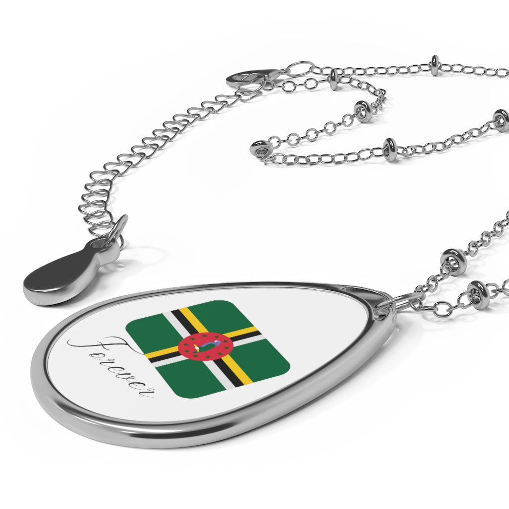 DOMINICA FOREVER Oval Necklace, Flag, Caribbean Souvenir