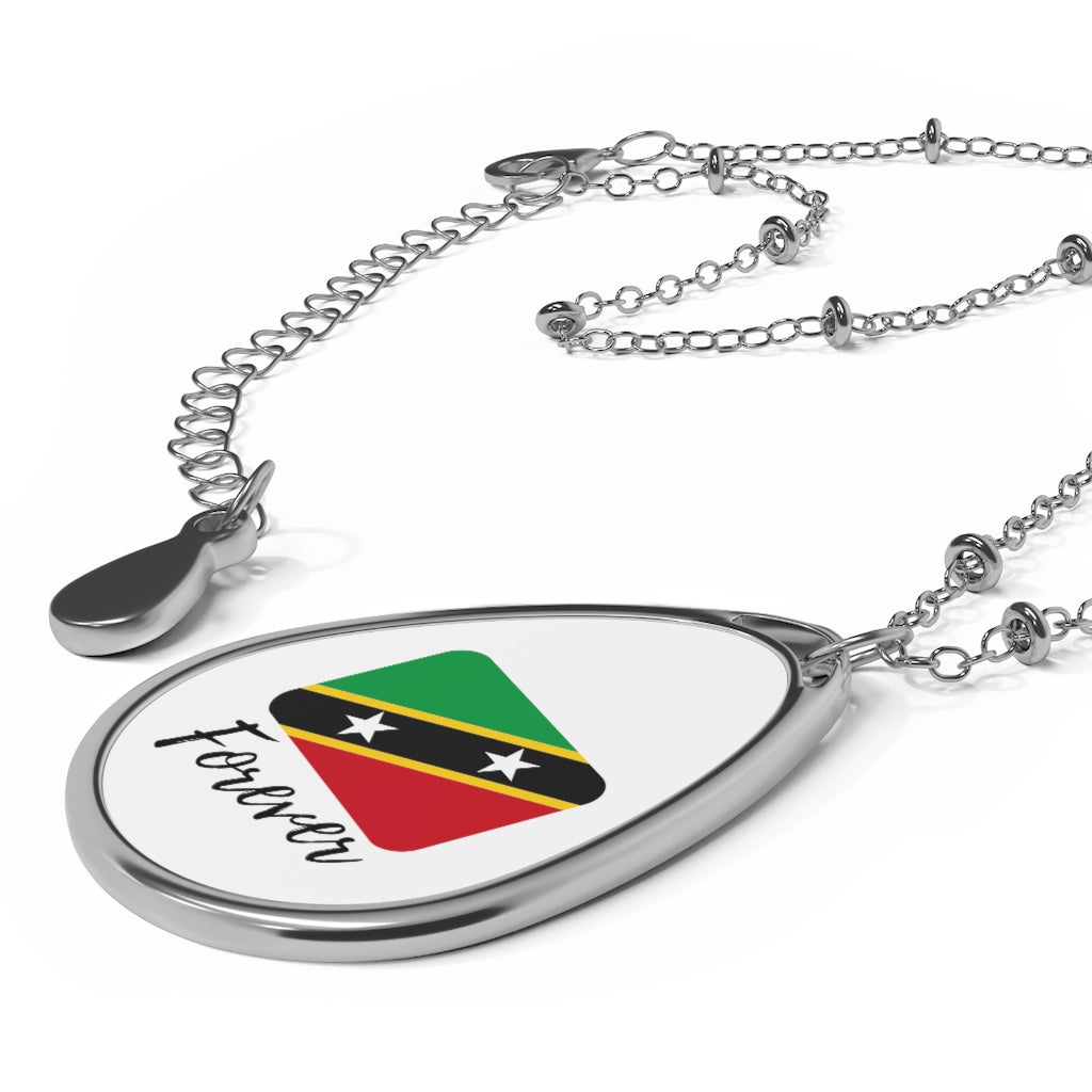 ST. KITTS & NEVIS FOREVER Oval Necklace, Caribbean Souvenir