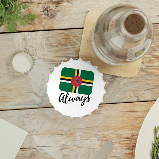 DOMINICA | 2-in-1 Bottle Opener with Magnetic Back | Country Flag | Souvenir or Everyday Use | White | One size