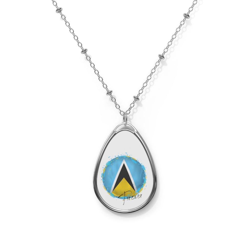 ST. LUCIA FOREVER Oval Necklace, Caribbean Souvenir