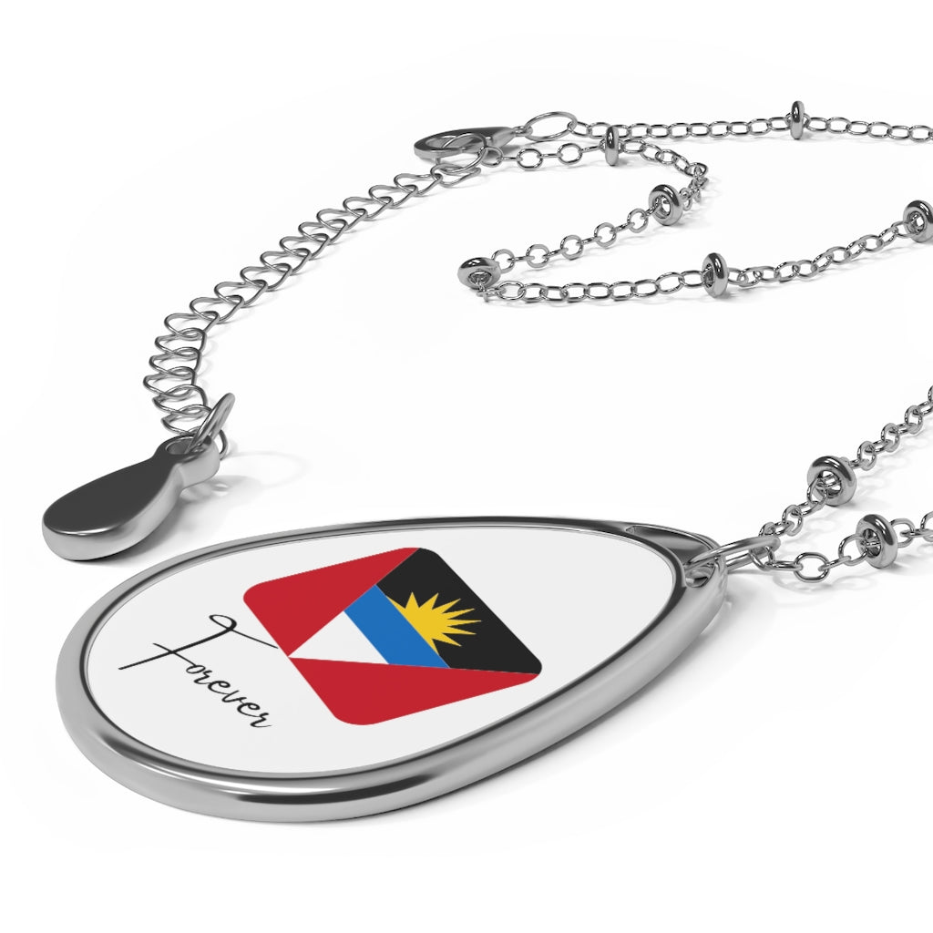 ANTIGUA & BARBUDA FOREVER Oval Necklace, Caribbean Souvenir
