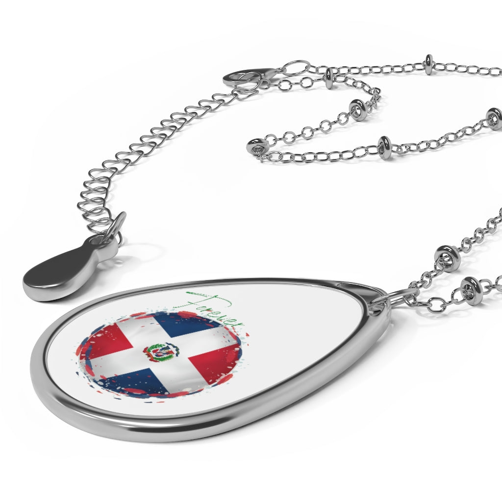 DOMINICAN REPUBLIC DR FOREVER Oval Necklace, Caribbean Souvenir