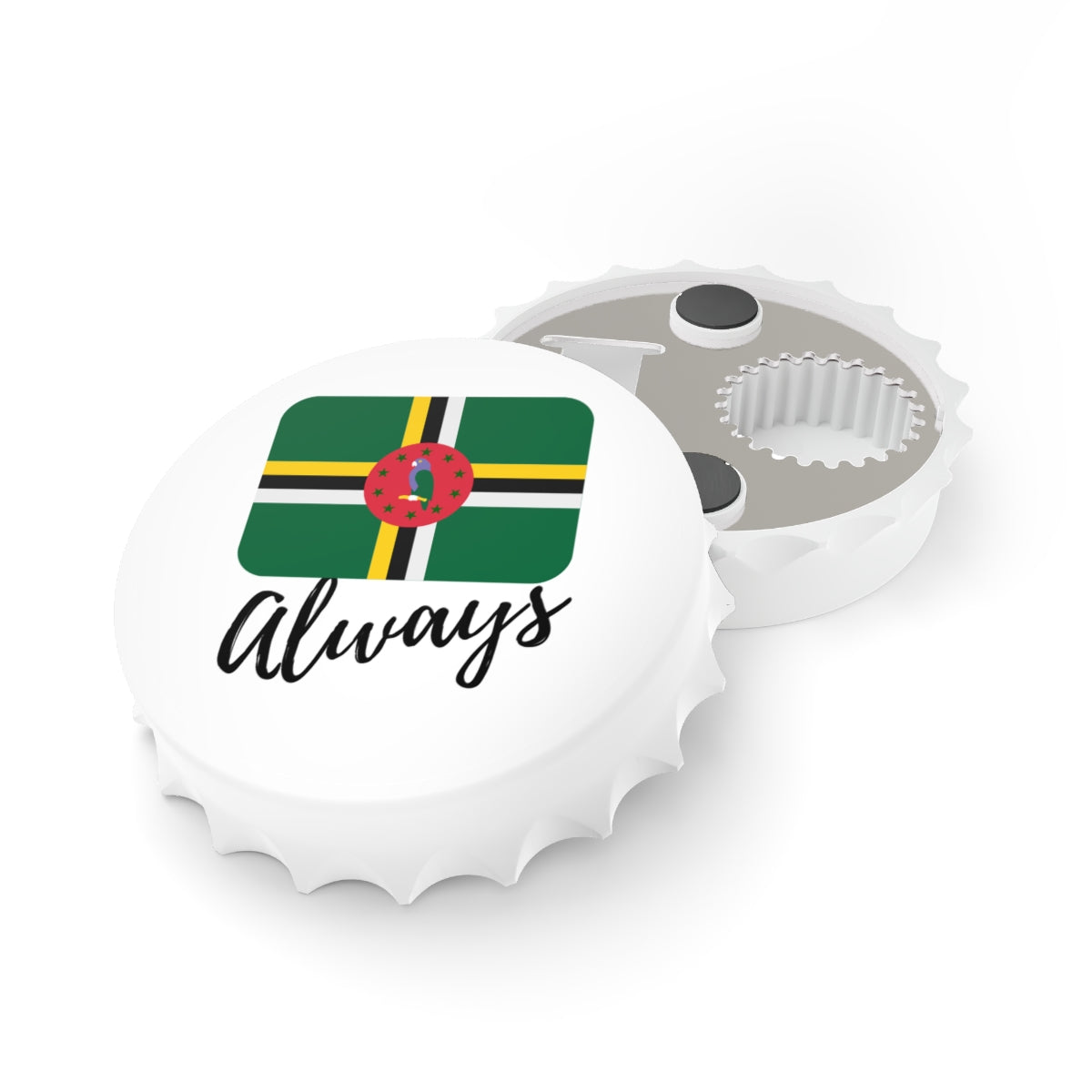 DOMINICA | 2-in-1 Bottle Opener with Magnetic Back | Country Flag | Souvenir or Everyday Use | White | One size