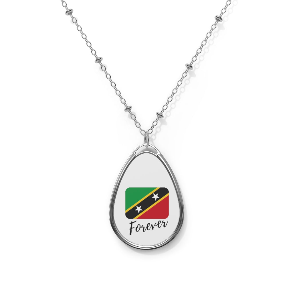 ST. KITTS & NEVIS FOREVER Oval Necklace, Caribbean Souvenir