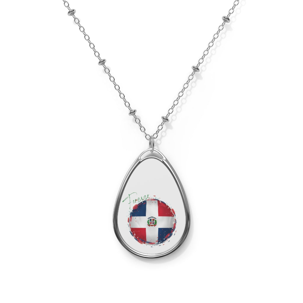 DOMINICAN REPUBLIC DR FOREVER Oval Necklace, Caribbean Souvenir