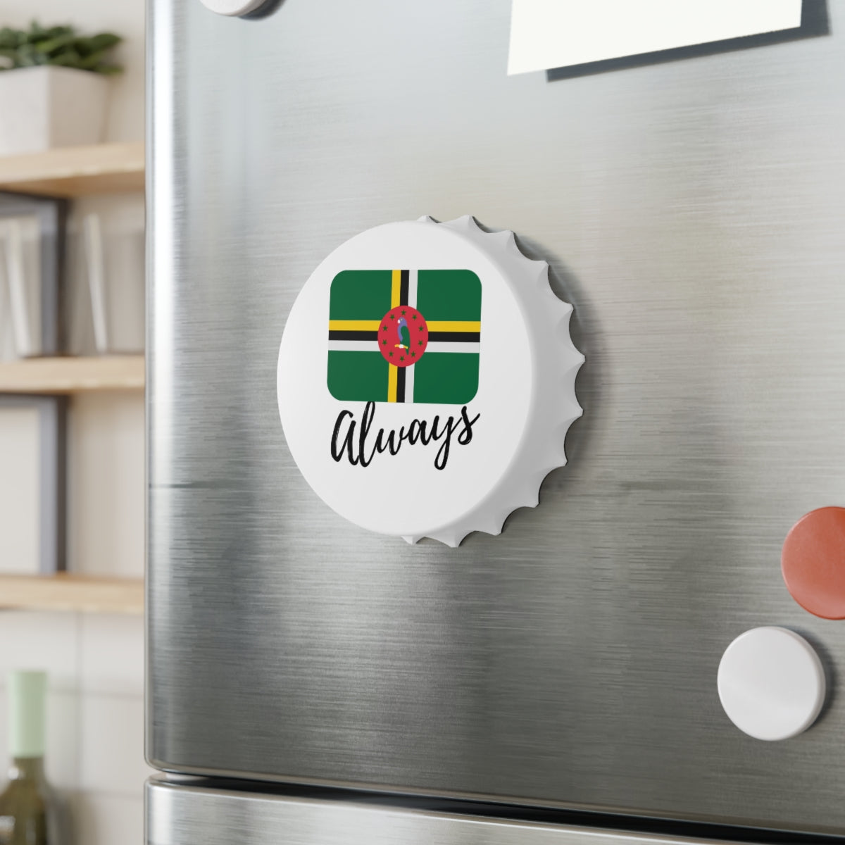 DOMINICA | 2-in-1 Bottle Opener with Magnetic Back | Country Flag | Souvenir or Everyday Use | White | One size
