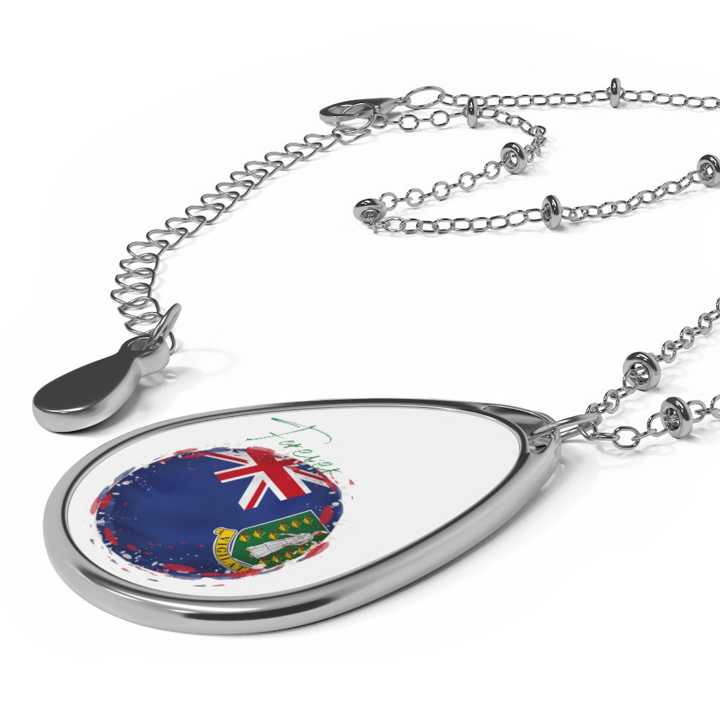 BRITISH VIRGIN ISLANDS BVI FOREVER Oval Necklace, Caribbean Souveniran Souvenir