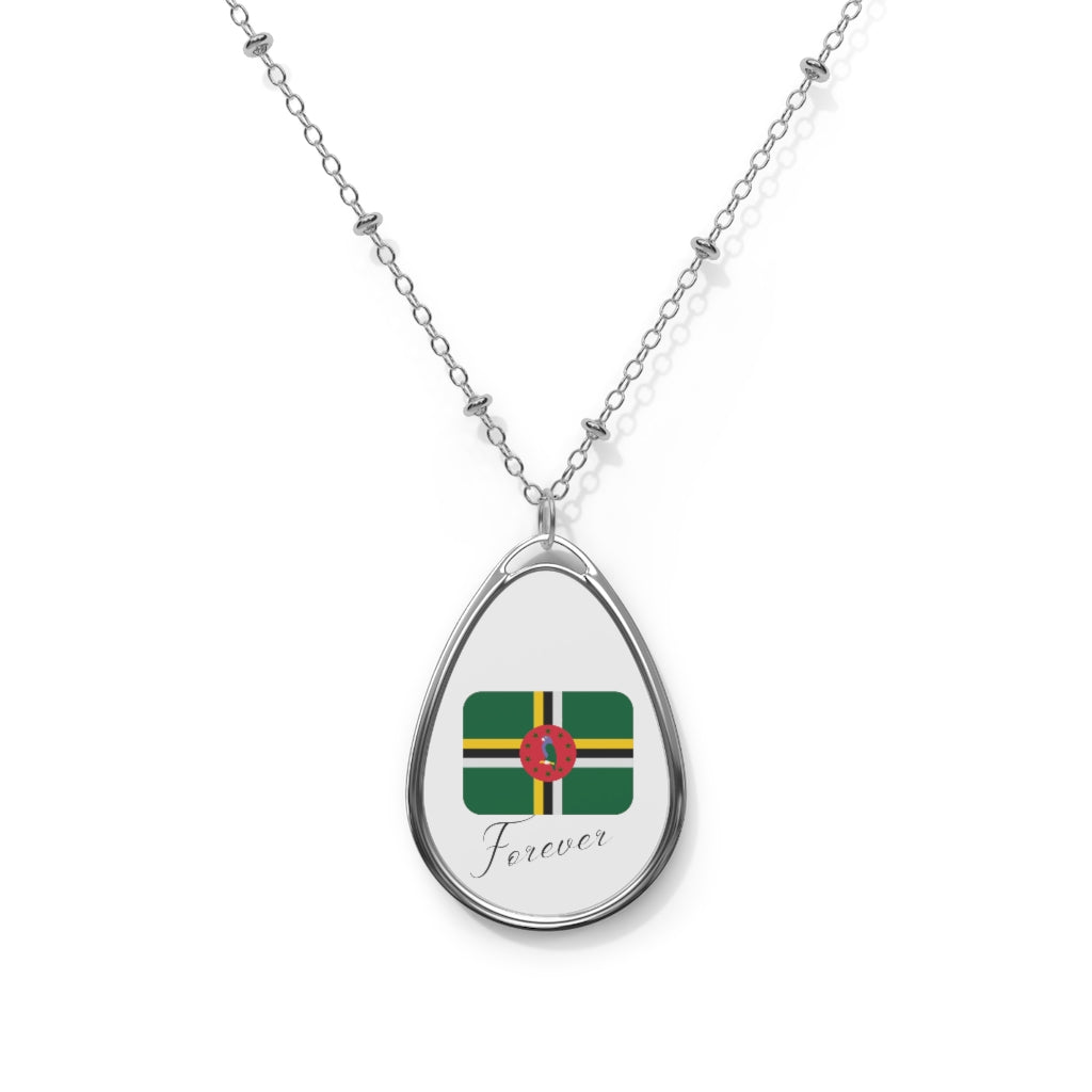 DOMINICA FOREVER Oval Necklace, Flag, Caribbean Souvenir