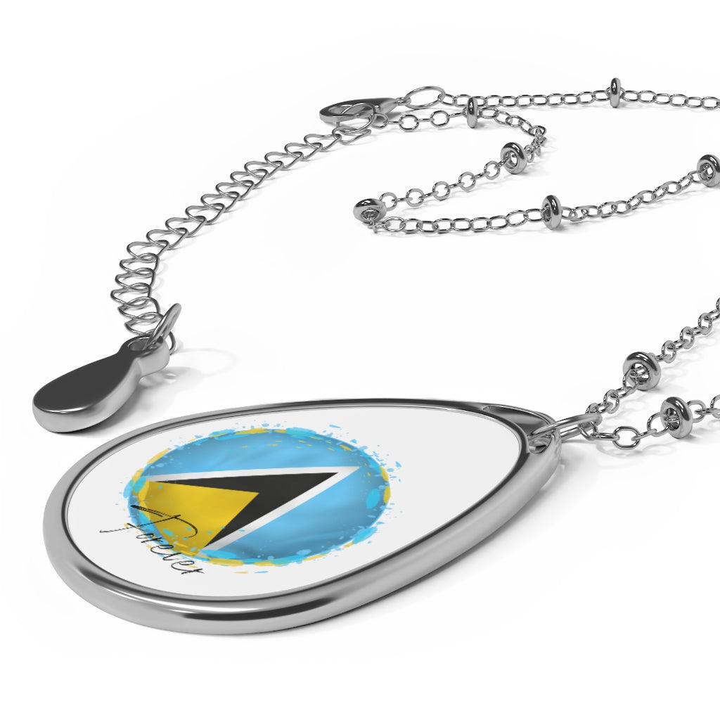 ST. LUCIA FOREVER Oval Necklace, Caribbean Souvenir