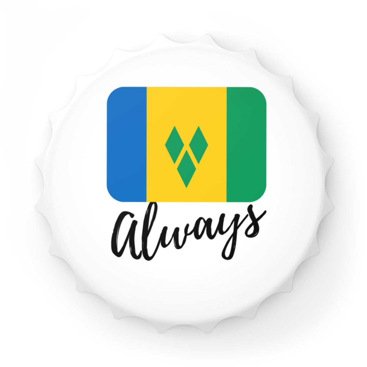 ST. VINCENT & THE GRENADINES | 2-in-1 Bottle Opener with Magnetic Back | Country Flag | Souvenir or Everyday Use | White | One size