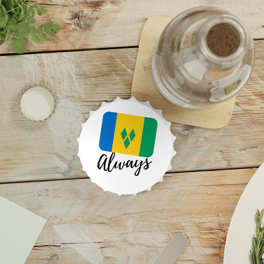 ST. VINCENT & THE GRENADINES | 2-in-1 Bottle Opener with Magnetic Back | Country Flag | Souvenir or Everyday Use | White | One size