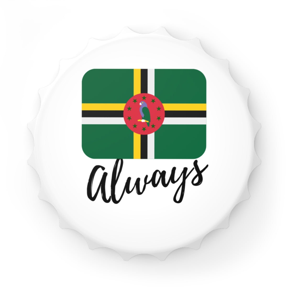 DOMINICA | 2-in-1 Bottle Opener with Magnetic Back | Country Flag | Souvenir or Everyday Use | White | One size
