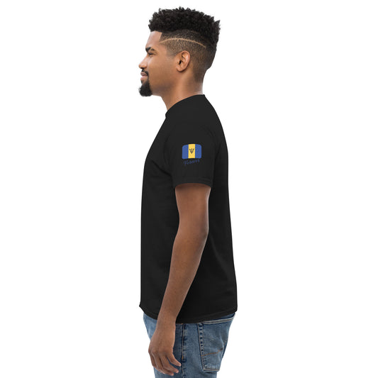 BARBADOS Forever - Unisex Classic Tee, Mini Flag on both Sleeves, Custom Bajan T-Shirt, Caribbean, West Indian, Sports, Cricket, Soccer, Football, Country Flag