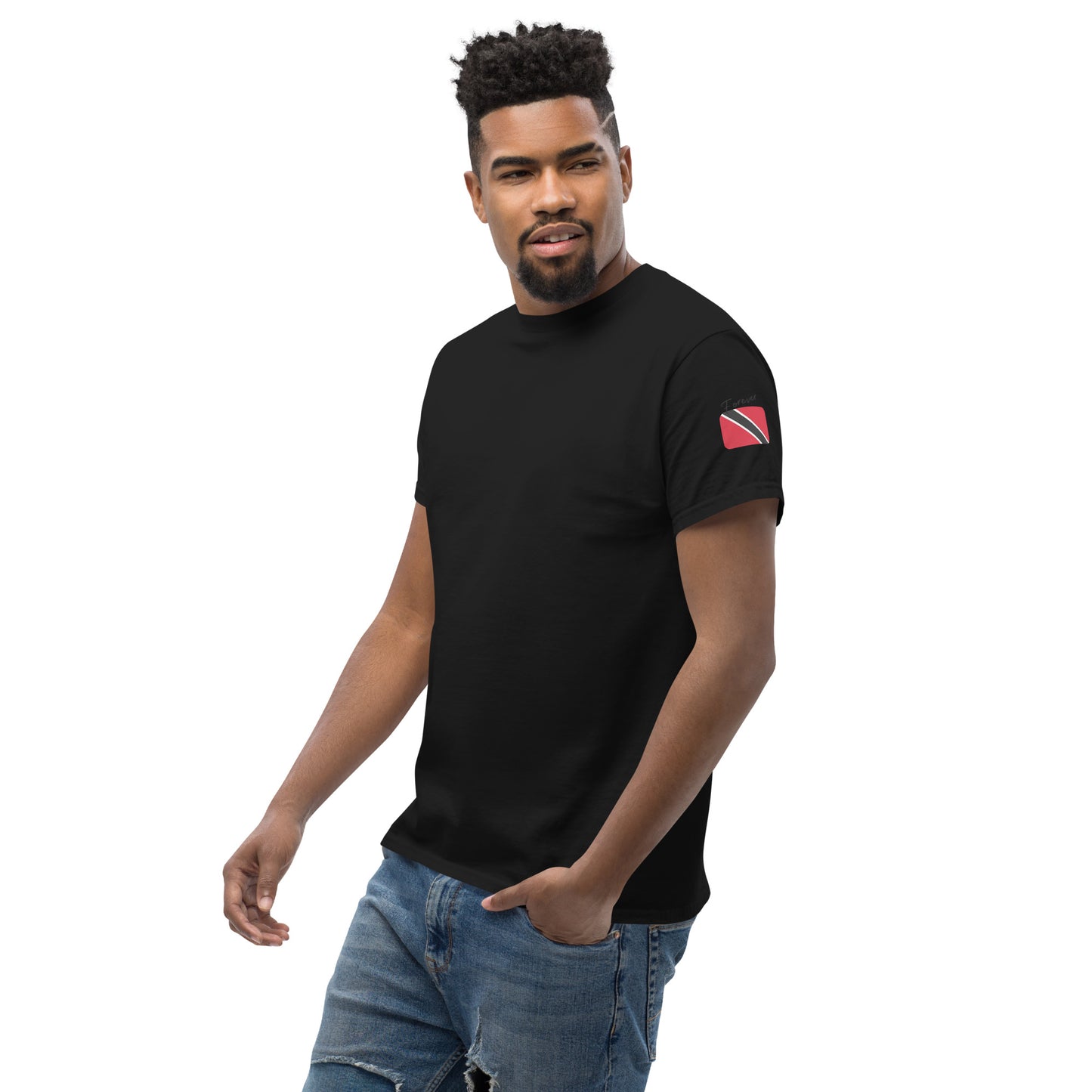 TRINIDAD Forever - Unisex Classic Tee, Mini Flag on both Sleeves, Trinidad & Tobago, Caribbean, West Indian, Sports, Cricket, Soccer, Football, Country Flag