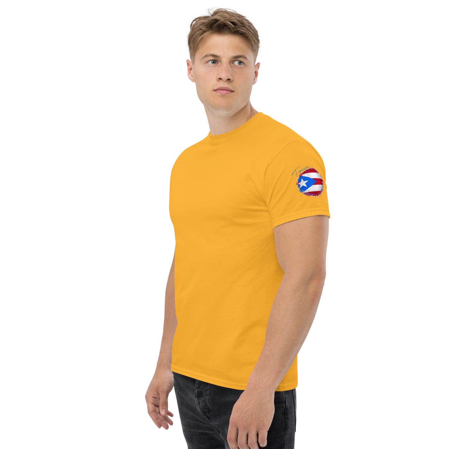 PUERTO RICO Men's classic tee, Mini Flag on Sleeves