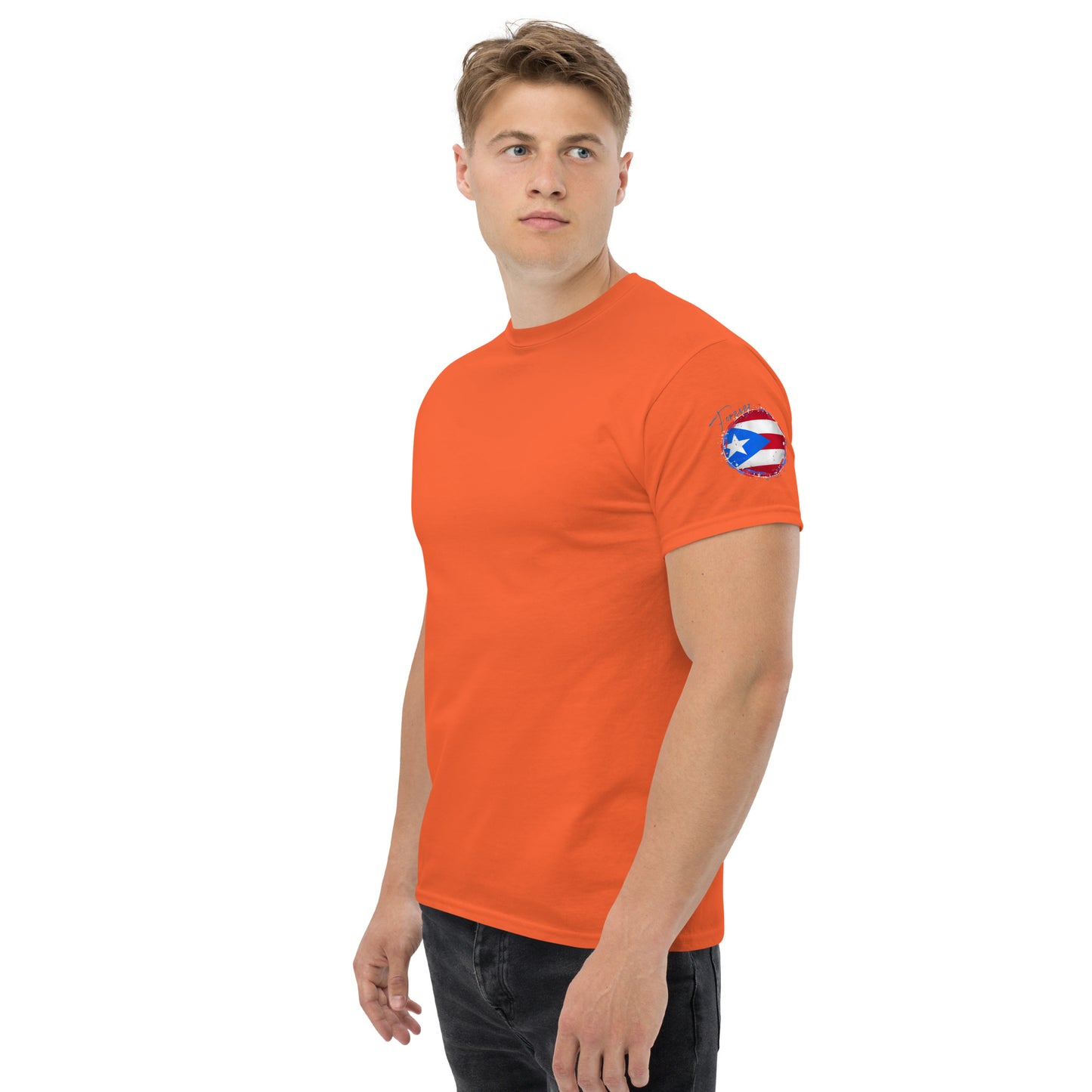 PUERTO RICO Men's classic tee, Mini Flag on Sleeves