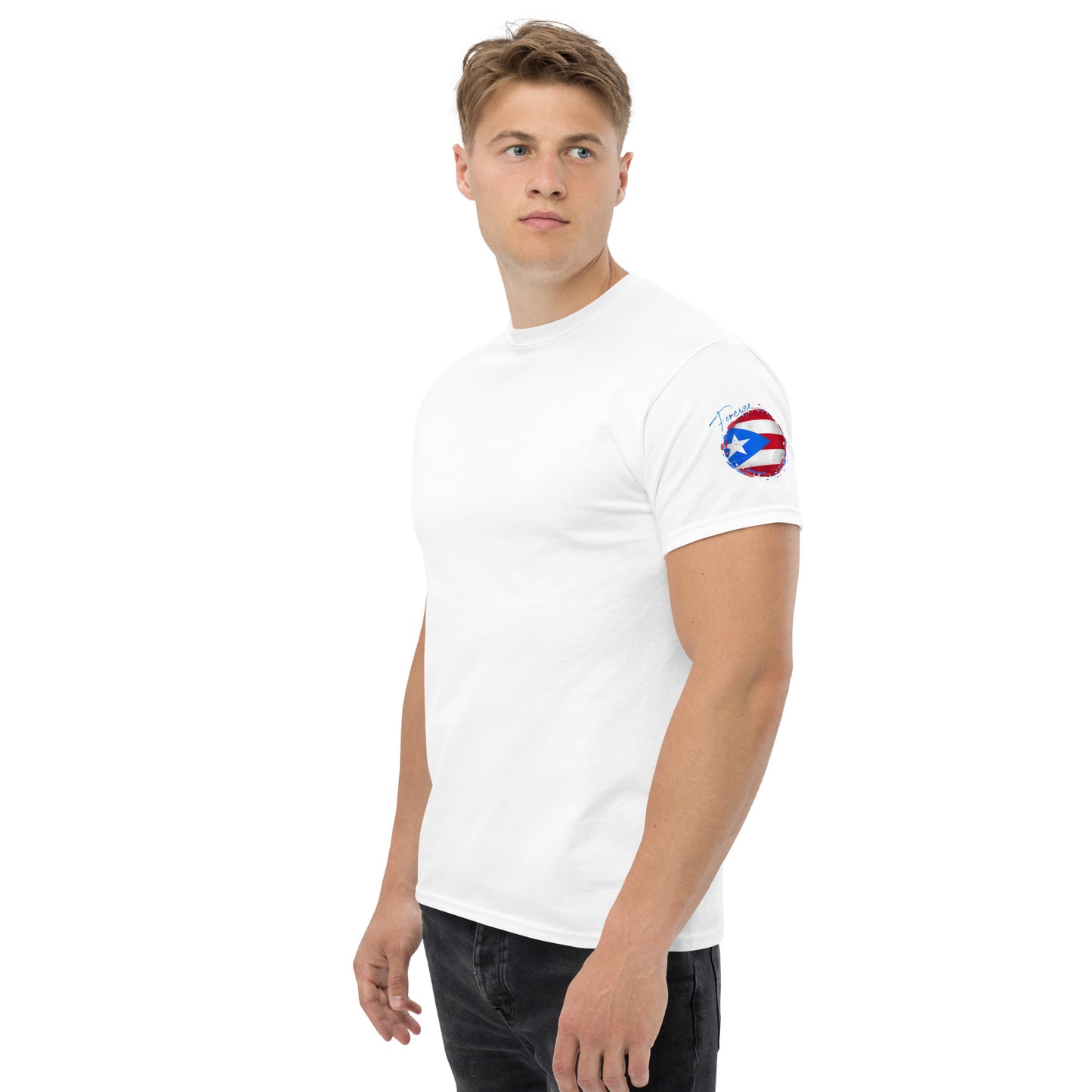 PUERTO RICO Men's classic tee, Mini Flag on Sleeves