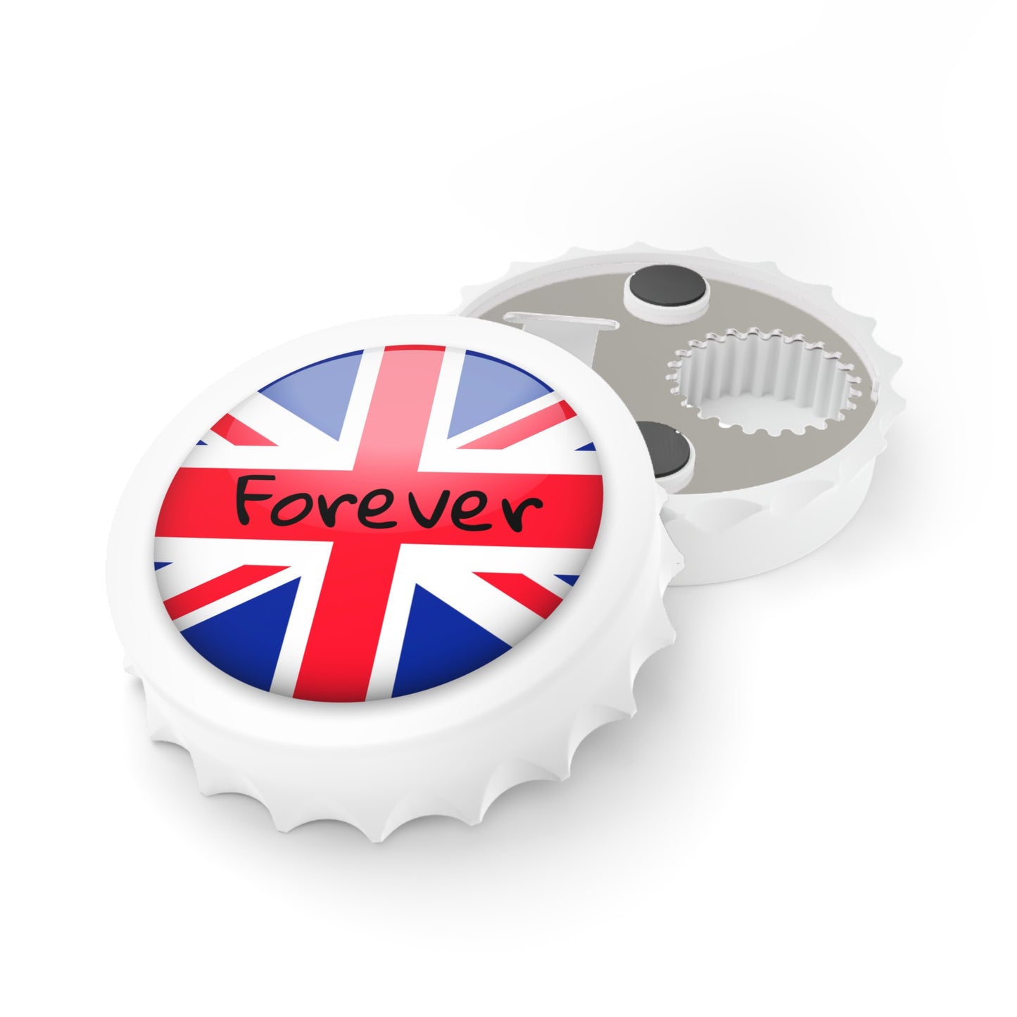 UNITED KINGDOM  |  ENGLAND | GREAT BRITAIN  | 2-in-1 Bottle Opener with Magnetic Back | Country Flag | Souvenir or Everyday Use |  White | One