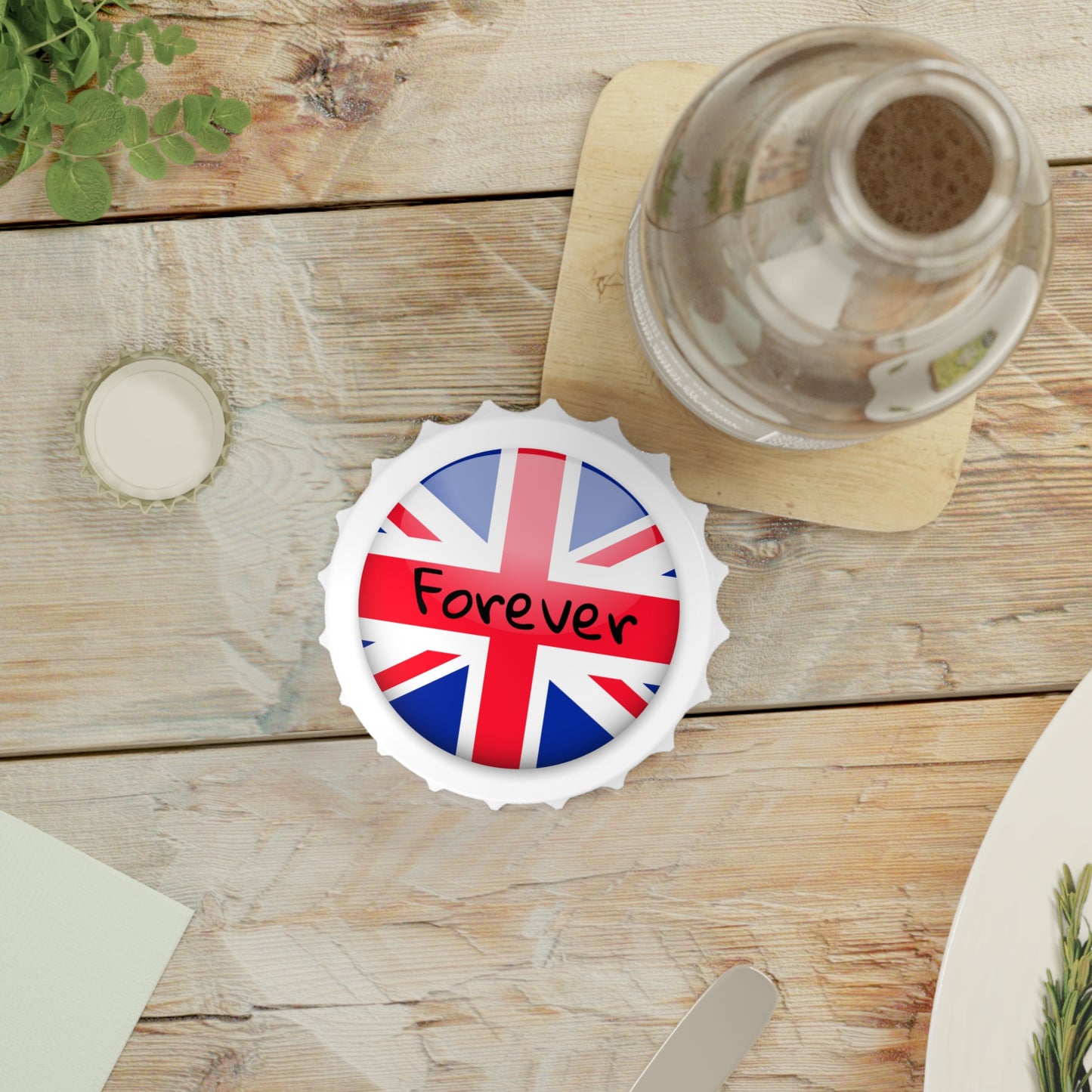 UNITED KINGDOM  |  ENGLAND | GREAT BRITAIN  | 2-in-1 Bottle Opener with Magnetic Back | Country Flag | Souvenir or Everyday Use |  White | One