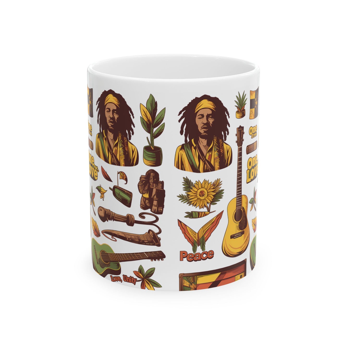 Reggae Vibes Caribbean Coffee Mug 11oz, White