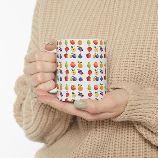 Fruit Lover Pattern Coffee Mug 11oz, White Ceramic